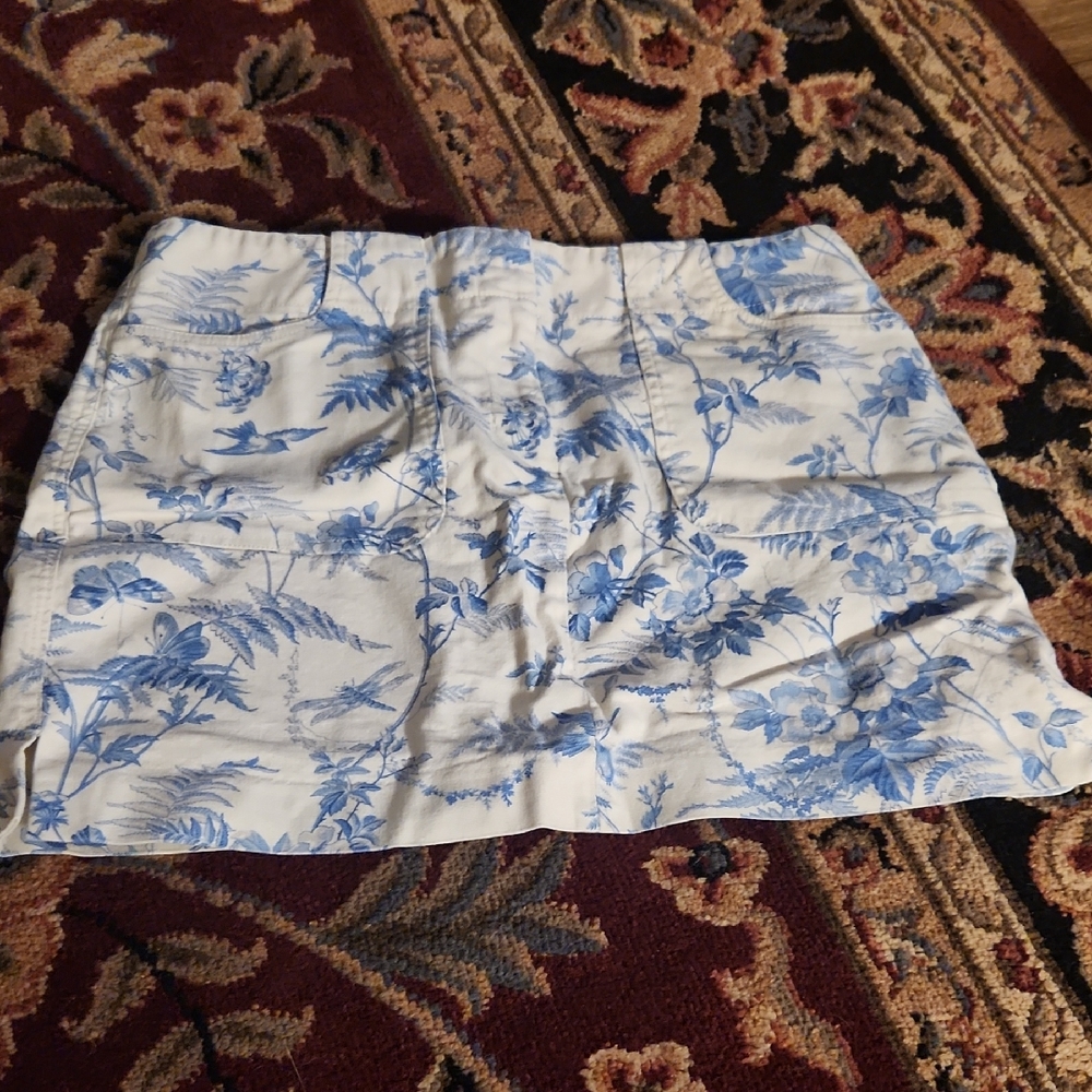 Express Blue and White Floral Mini Skirt